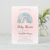 Invitation Cute Rainbows Stars Baby shower (Debout devant)
