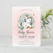 Invitation Cute Rainbows Stars Unicorn Baby shower (Debout devant)
