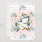 Invitation Cute Rainbows Stars Unicorn Baby shower (Dos)