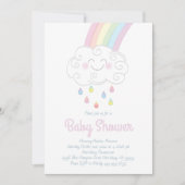 Invitation Cute Raindrops Cloud Rainbow Pastel Baby shower (Devant)