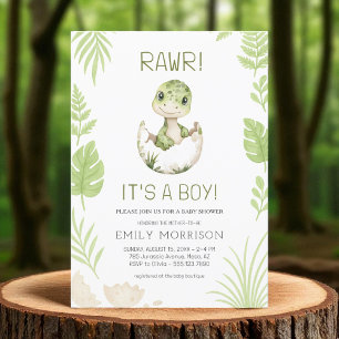 Invitation Cute Rawr C'est un garçon Dinosaure Baby Boy Douch