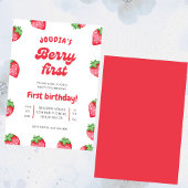 Invitation Cute Red Berry First Birthday Watercolor