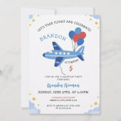 Invitation Cute Red & Blue Airplane Balloon 5th Birthday (Devant)