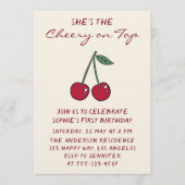 Invitation Cute Red Cherry | Cherry on Top First Birthday (Devant)