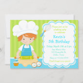Invitation Cute Red Hair Boy Baking Anniversaire (Devant)