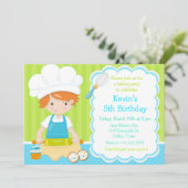 Invitation Cute Red Hair Boy Baking Anniversaire (Debout devant)