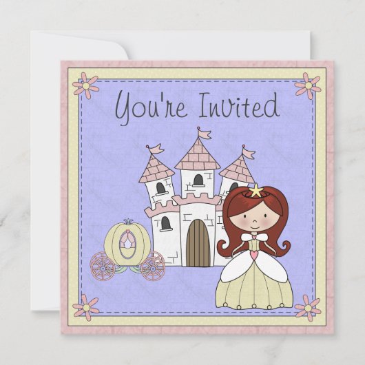 Invitation Cute Red Hair Princess Fairy Tale Anniversaire Inv (Devant)