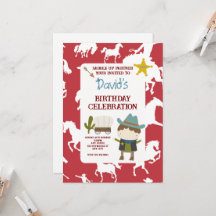 Cute Red Horse Cowboy Boy's Birthday