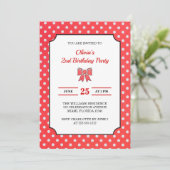 Invitation Cute Red Polka Dot Girl 2e fête d'anniversaire (Debout devant)