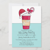Invitation Cute Red Santa Hat Sucre de canne de café (Devant)