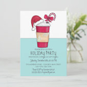 Invitation Cute Red Santa Hat Sucre de canne de café (Debout devant)