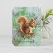 Invitation Cute Red Squirrel Custom Age Anniversaire Invitati (Debout devant)