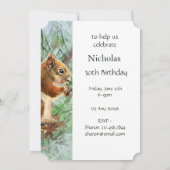 Invitation Cute Red Squirrel Custom Age Anniversaire Invitati (Dos)