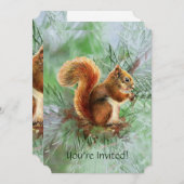 Invitation Cute Red Squirrel Custom Age Anniversaire Invitati (Devant / Derrière)
