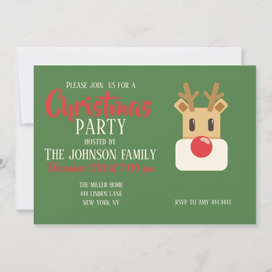 Invitation Cute Reindeer Head (Devant)