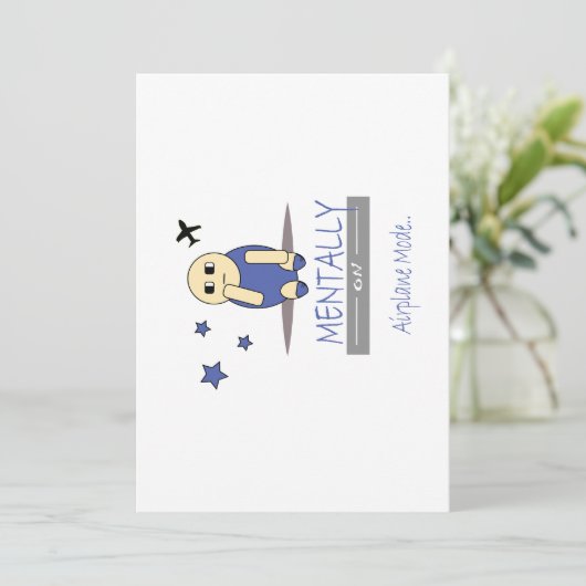 Invitation Cute Relatable Chimy Airplane Mode Greeting Card (Debout devant)
