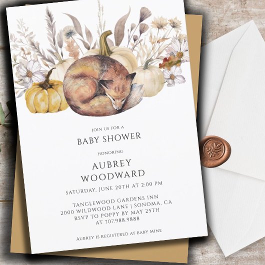 Invitation Cute Renard des bois Citrouille automne