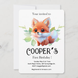 Invitation Cute renard dessin bois animaux forêt amis de la f