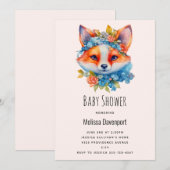 Invitation Cute Renard orange avec Baby shower de la Couronne (Devant / Derrière)