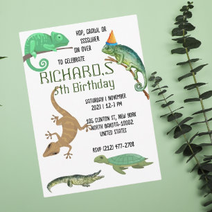 Invitation Cute Reptile Thémé Fête d'anniversaire de l'enfant