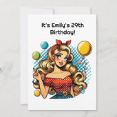 Invitation Cute retro Birthday lady party (Devant)