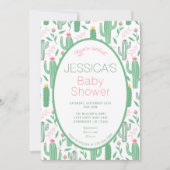 Invitation Cute Retro Cactus Baby shower Floral Succulent (Devant)