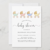 Invitation Cute Retro Carrières Baby shower minimal (Devant)