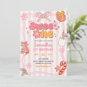 Invitation Cute Retro Christmas Winter Girl Sweet One  (Debout devant)