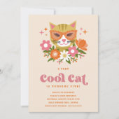 Invitation Cute Retro Floral Cool Fille Chat Fille Anniversai (Devant)