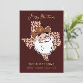 Invitation Cute Retro Howdy Père Noël Cowboy Texas Christmas (Debout devant)