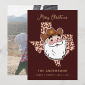 Invitation Cute Retro Howdy Père Noël Cowboy Texas Christmas (Devant / Derrière)