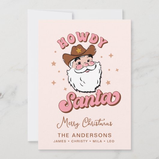 Invitation Cute Retro Howdy Père Noël Cowboy Texas Noël (Devant)