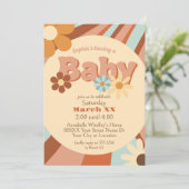 Invitation Cute Retro les années 70 Baby shower Super (Debout devant)