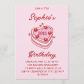 Invitation Cute Retro Pink Heart Cake 30th Birthday Party (Devant)