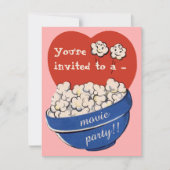 Invitation Cute Retro Popcorn et soirée cinéma Anniversaire (Devant)
