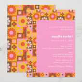 Invitation Cute Retro Super Floral Rose Orange Bat mitzvah (Devant / Derrière)