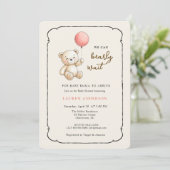 Invitation Cute Retro Teddy Bear, Girl Baby shower (Debout devant)