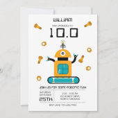 Invitation Cute Robot Jaune Thème Robots Enfants Fête d'anniv (Devant)