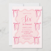 Invitation Cute rose Bow 6e anniversaire (Devant)