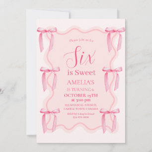 Invitation Cute rose Bow 6e anniversaire