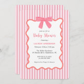 Invitation Cute Rose Bow, Baby shower fille (Devant / Derrière)