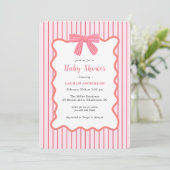 Invitation Cute Rose Bow, Baby shower fille (Debout devant)
