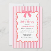 Invitation Cute Rose Bow, Baby shower fille (Devant)