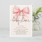 Invitation Cute Rose Bow Girl Baby Douche (Debout devant)