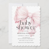 Invitation Cute Rose Bow Girl Baby Douche (Devant)