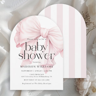 Invitation Cute Rose Bow Girl Baby Douche