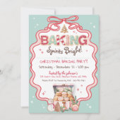 Invitation Cute Rose Bow Noël Cookies Fête de boulangerie TUR (Devant)