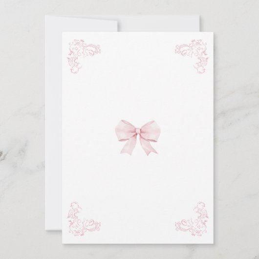 Invitation Cute Rose Bow Preppy Coquette Bébé Fille Douche (Dos)