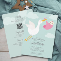 Cute rose Bundle Stork Girk Baby shower tout en un