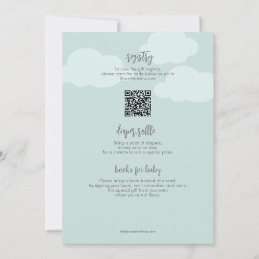 Invitation Cute rose Bundle Stork Girk Baby shower tout en un (Dos)